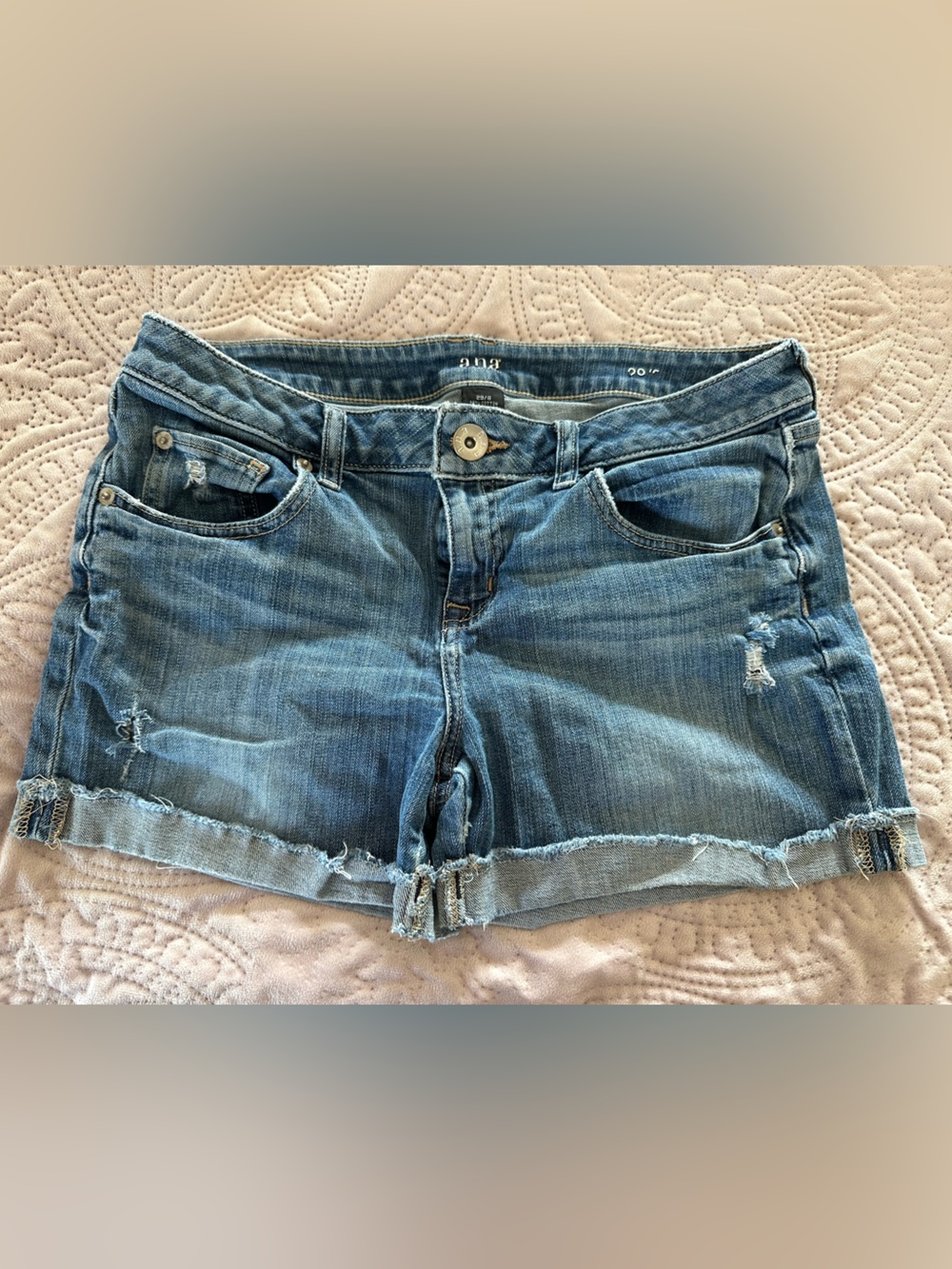 a.n.a Light Blue Distressed Denim Shorts